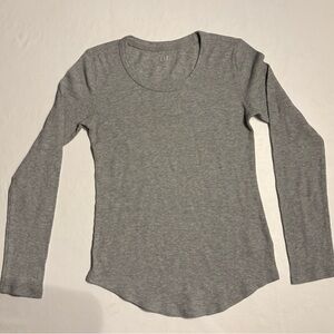 Gap Women’s Heathered Gray Waffle Weave Long Sleeve Ribbed Top - Size Small